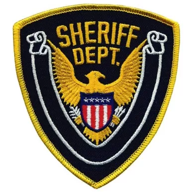 Hero's Pride 10426 Sheriff Dept. Eagle w/ Blank Scroll - Medium Gold Border on Navy Twill - 4" x 4.38"