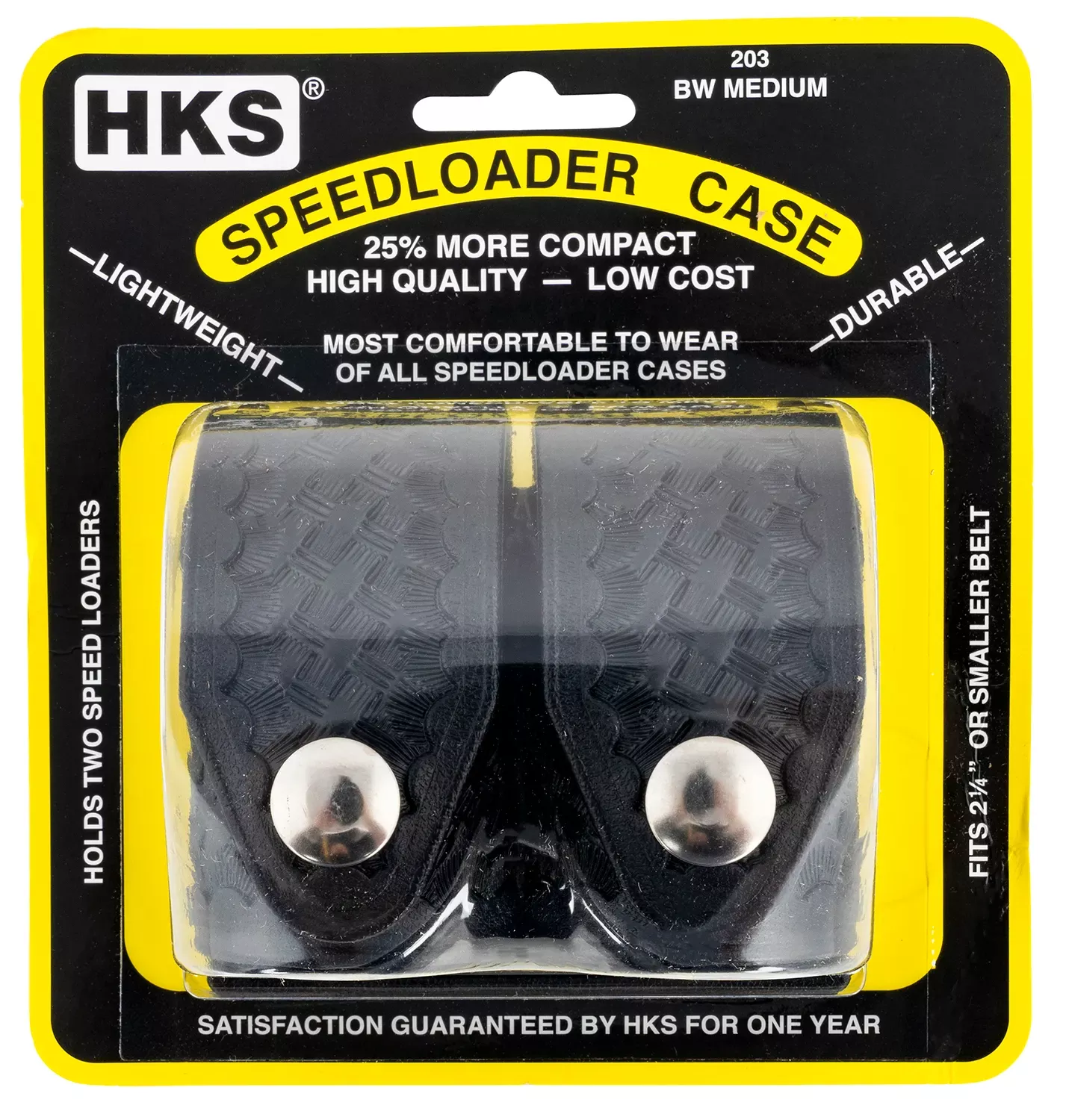 HKS SpeedLoader Case Medium Double Style Hytrel Black Basket Weave Finish, Belt Loop Mount & 2.25"