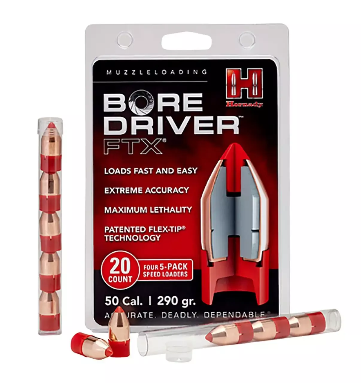 Hornady Bore Driver .50 Cal 290 gr Muzzleloader Bullets FTX 20 Pack 67713