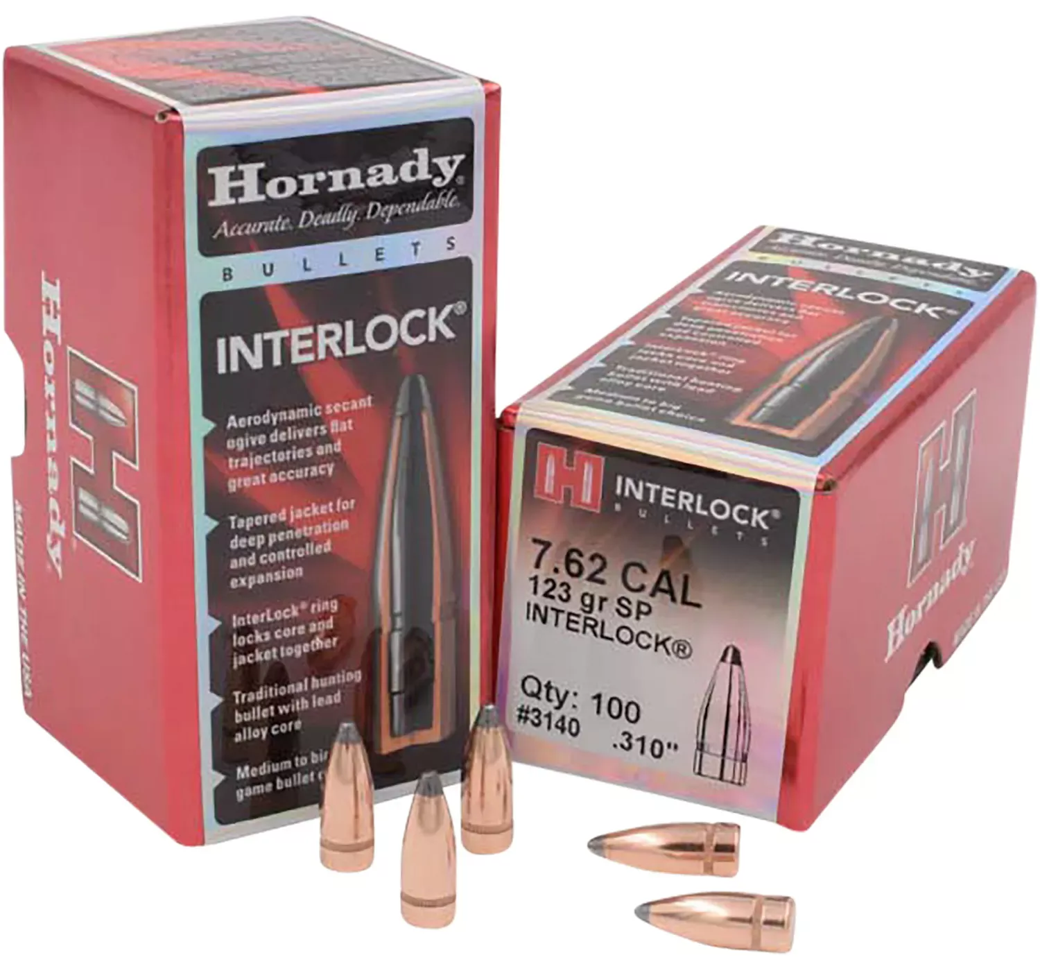 Hornady InterLock 7.62mm 123 gr Soft Point 100/Box 3140
