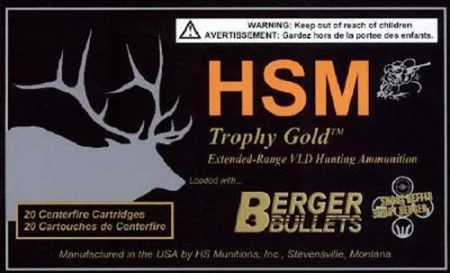 HSM Trophy Gold Extended Range 7mm RUM 168 Gr. Berger Hunting VLD Match 20/Box