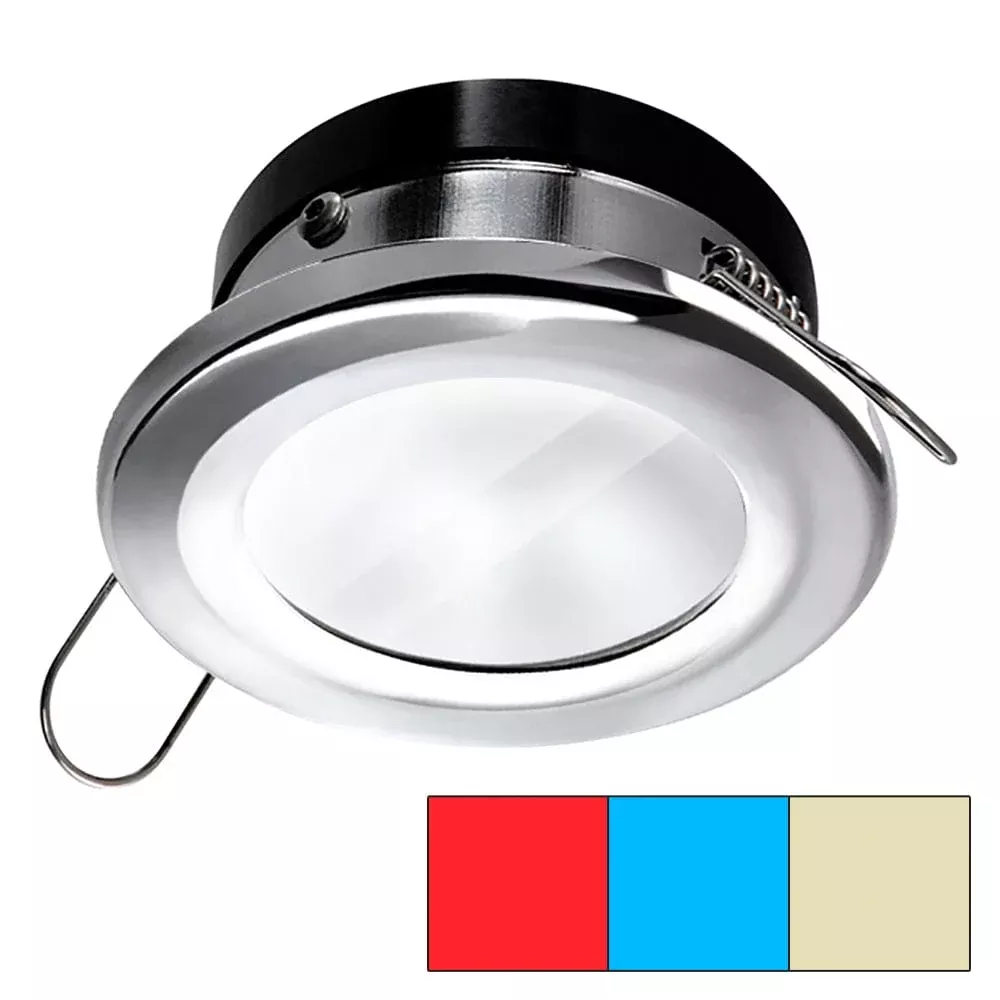 i2Systems Apeiron A1120 Spring Mount Light – Round – Red, Warm White & Blue – Polished Chrome