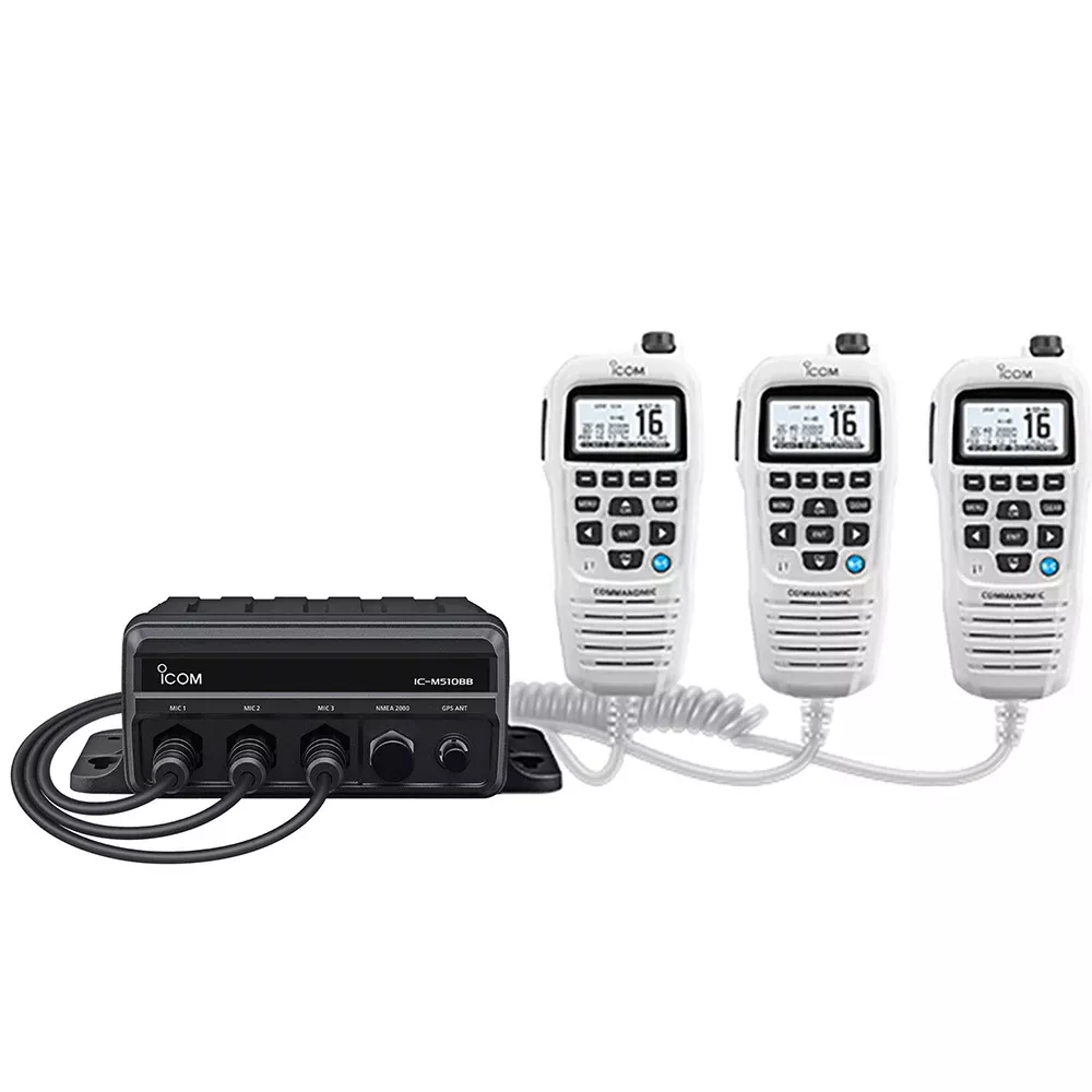 Icom IC-M510BB GW 21 Black Box VHF w/White Command Mic3 Command Mic Ports [M510BB GW 21 USA]