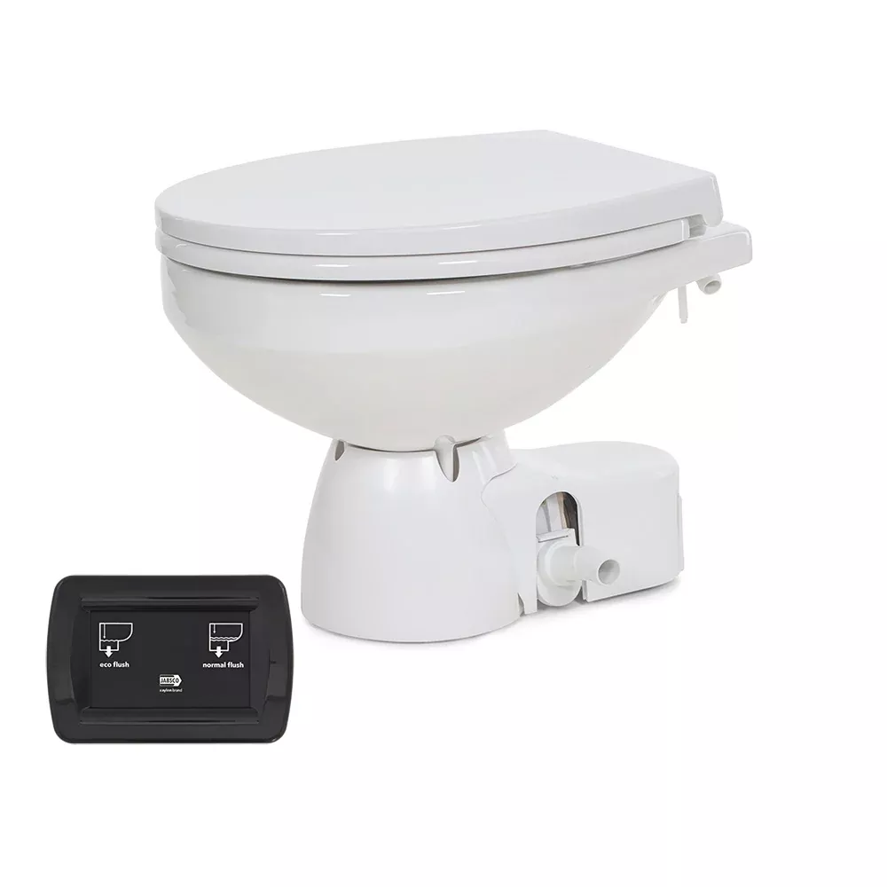 Jabsco Quiet Flush E2 Raw Water Toilet Regular Bowl – 12VSoft Close Lid [38245-4192RSP]