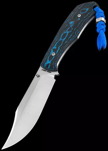 Jack Wolf Knives Bordertown Bowie Fat Carbon Arctic Storm Fixed Blade