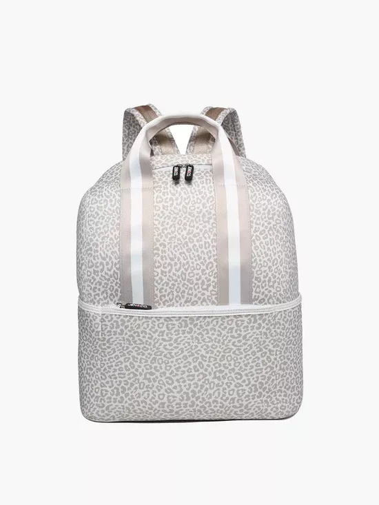 Jen & Co Hattie Neoprene Backpack Cheetah Beige