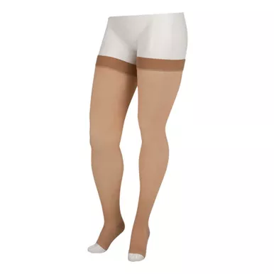 JUZO 30-40 mmHg Basic Open Toe Short Silicone Thigh High Stockings