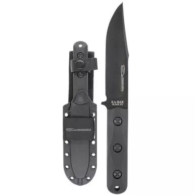 KA-BAR EK50 Ek Commando Short Fixed Knife 5.0625" Clip Point 1095 Cro-Van Blade, Black Ultramid Handle