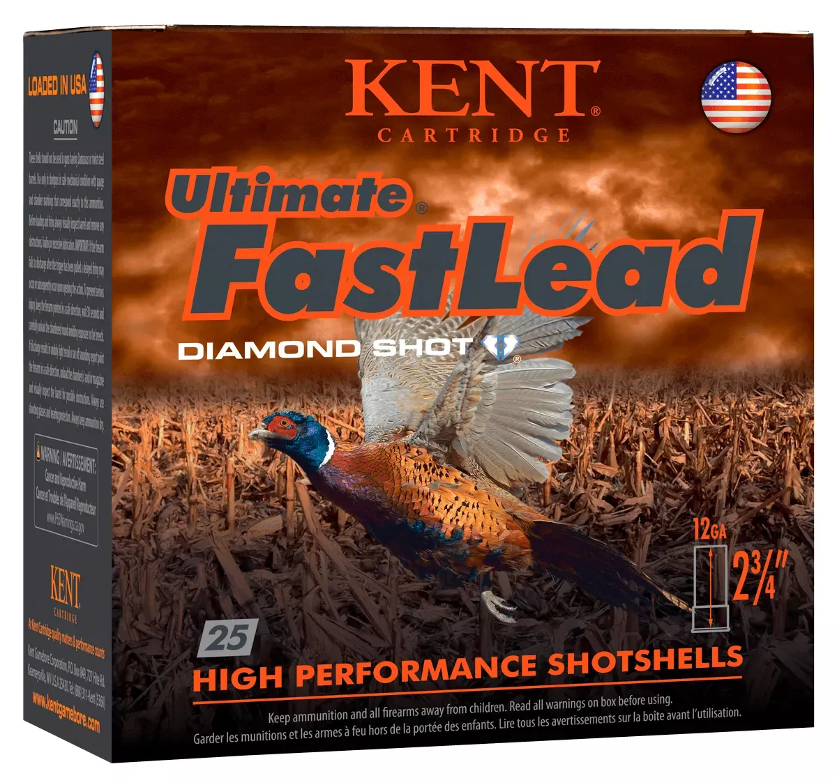 Kent Cartridge Ultimate Fast Lead Shotshell 12ga 2-3/4" 1-1/2 oz #6 Diamond Lead Shot 25 Shells Per Box