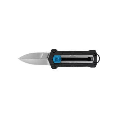 Kershaw 1190 Kapsule Sliding Button Lock OTF (Out the Front) Knife 1.9" Stonewashed Plain Edge Blade, Black Handle