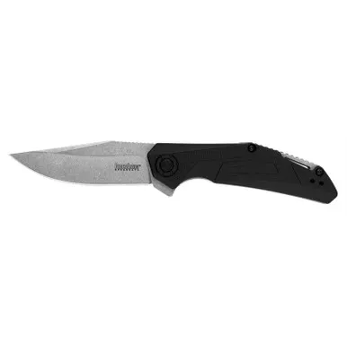 Kershaw 1375 Valve Folding Knife Assisted SpeedSafe Drop Point 2.25" Stonewashed 4Cr14 Plain Edge Blade, Stainless Steel Handle