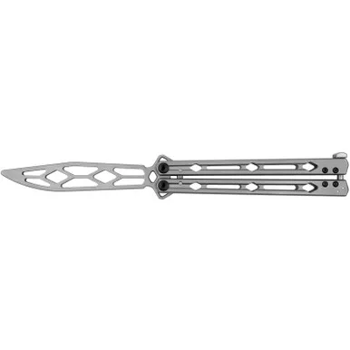Kershaw 5150TR Lucha Trainer Butterfly Knife Drop Point Sandvik 4.60" Sandvik 14C28N Plain Edge Blade, Stainless Steel Handle