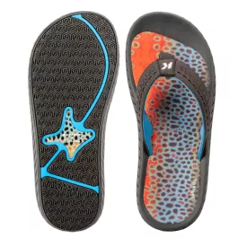 Korkers Men's Fish Flip Flops - Brown Trout Black Olive - 8