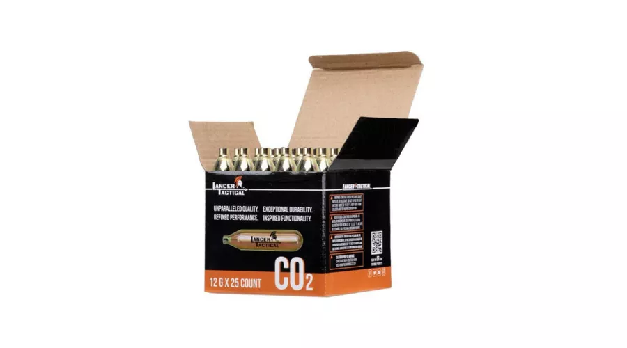 Lancer Tactical 12g CO2 Cartridges for Airsoft/Airguns, 25 Pack