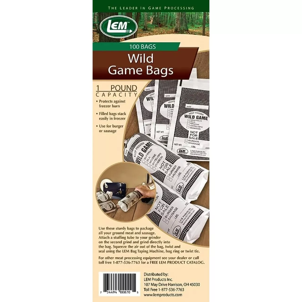 Lem Products Two Pound Wild Game Bags - 100CT