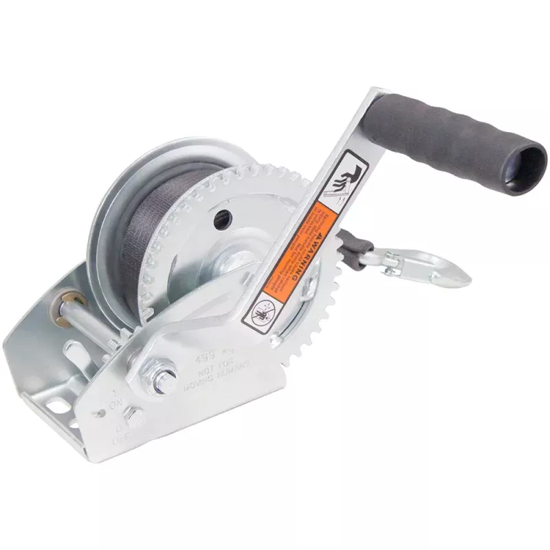 Load Rite Single-Speed Trailer Winch – 1100lbs – 20′ Strap – 7 Handle