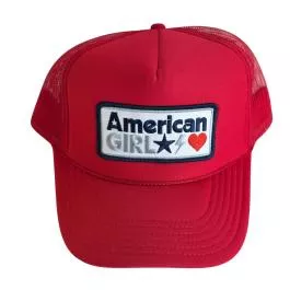 Local Beach American Girl Patch Trucker Hat - Red