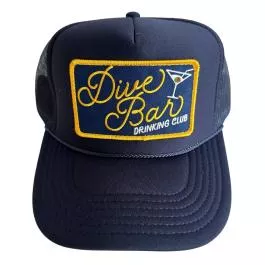 Local Beach Dive Bar Drink Club Trucker Hat – Navy