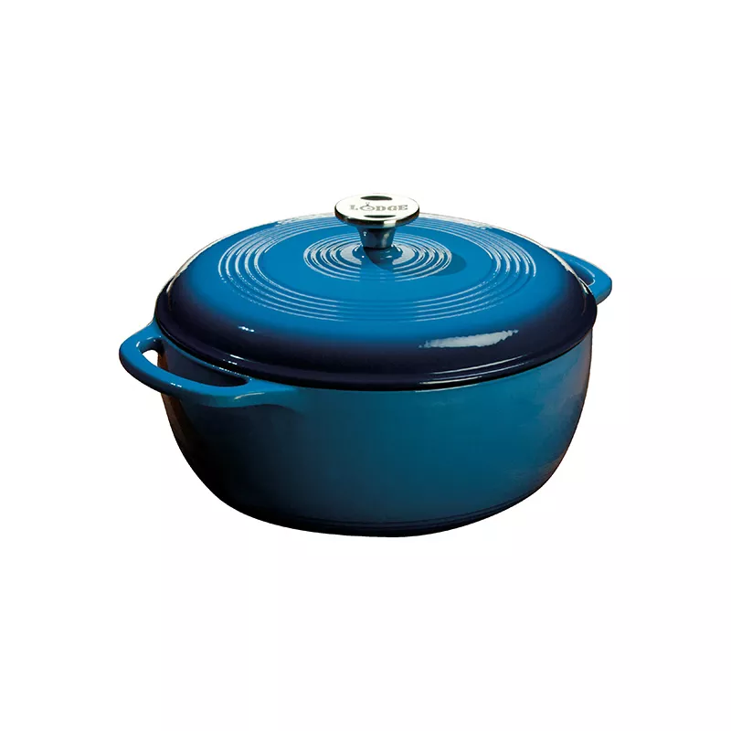 Lodge Logic 6 Qt. Blue Enameled Cast Iron Dutch Oven #EC6D33