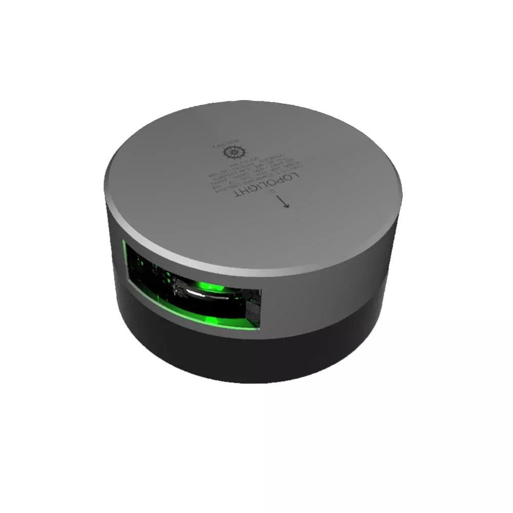 Lopolight 112.5° Green Starboard Sidelight – 2nm – Silver Housing – Single – Horizontal Mount
