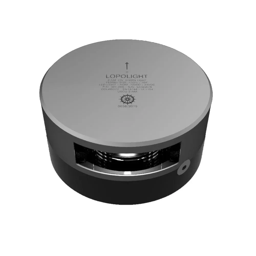 Lopolight 135° Stern Light – 2nm – Silver Housing – Single – Horizontal Mount