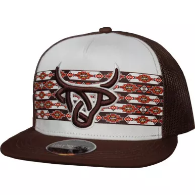 LOST CALF Koda White/Brown Flat Cap (LCF00013)