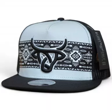 LOST CALF Shima White/Black Flat Cap (LCF00065)