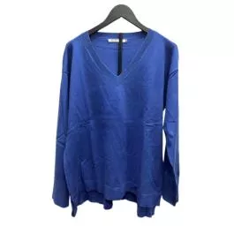 Lulu-B Women's Ribbed Trim V-Neck Sweater - Sapphire - S