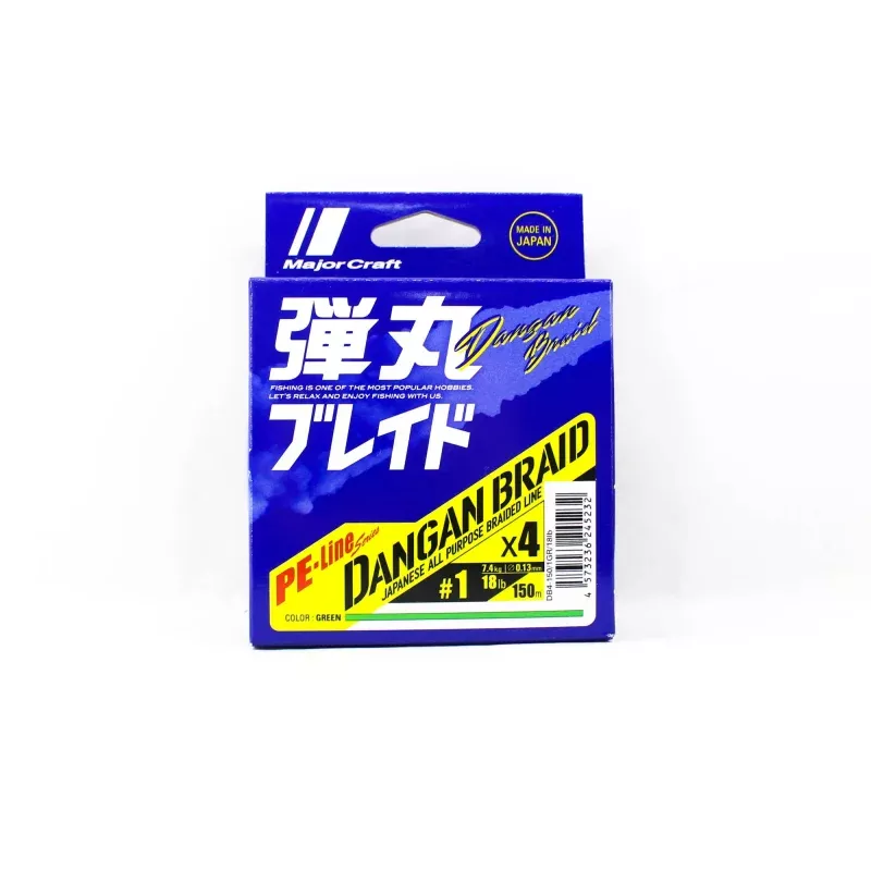 Major Craft Dangan Braid Line X4 150m P.E 1 Green DB4-150/1GR/18lb (5232)