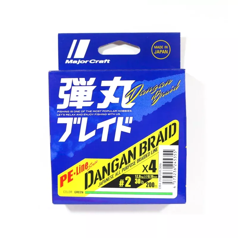 Major Craft Dangan Braid Line X4 200m P.E 2 Green DB4-200/2GR/30lb (5355)