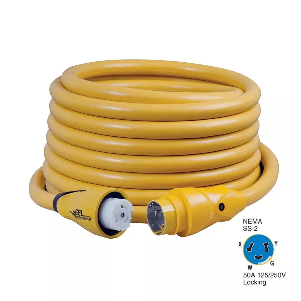Marinco CS504-50 EEL 50A 125V/250V Shore Power Cordset – 50′ – Yellow