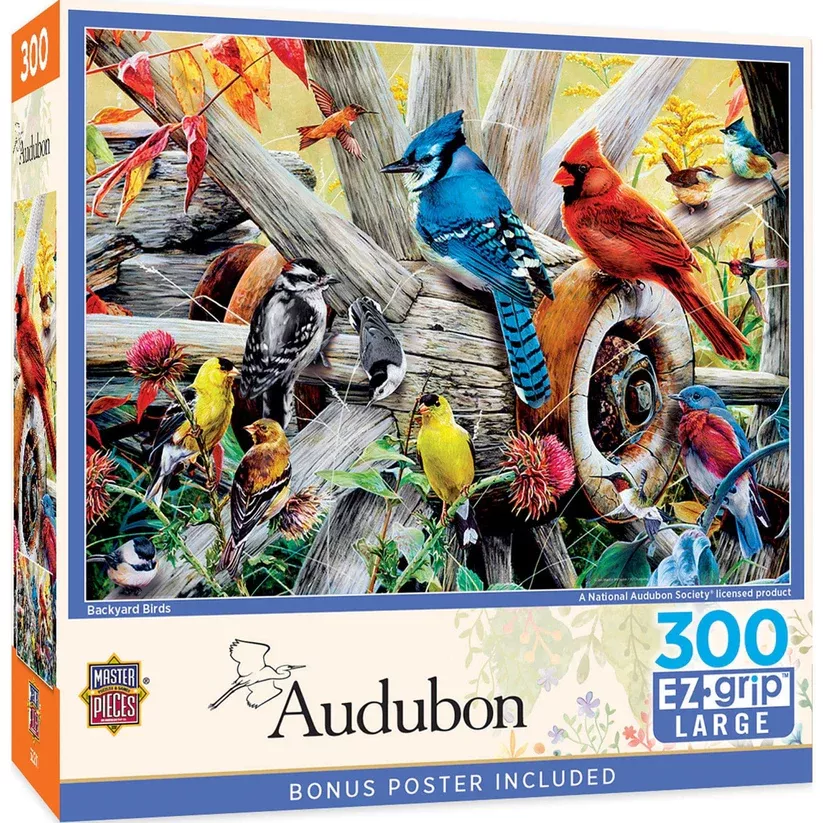 Masterpieces Audubon Backyard Birds 300 Piece EZ Grip Large Jigsaw Puzzle #32301