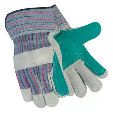 MCR Safety 12010DP Economy Split Leather Double Palm Work Gloves w/ 2.5" Rubberized Cuff