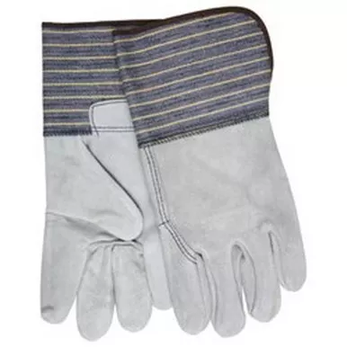 MCR Safety 1418A A-Grade Select Shoulder Full Leather Back Double Palm Work Gloves w/ 4.5" Plasticized Cuff