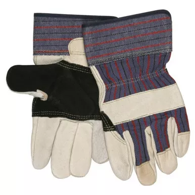 MCR Safety 1921 Grain Pigskin Leather Palm, Fleece Lined Work Gloves w/ 2.5" Rubberized Cuff