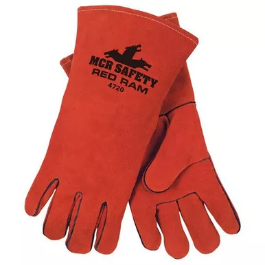 MCR Safety 4720 Red Ram™ Premium Side Split Leather, Full Jersey Lined & Welted, Kevlar Sewn Welding Work Gloves