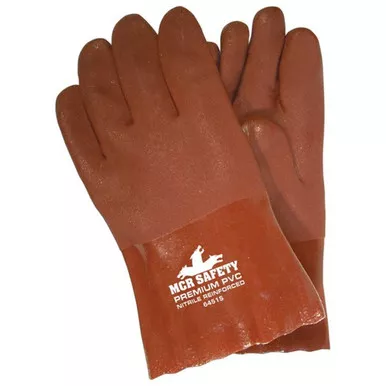 MCR Safety 6451S 10" Premium Double Dipped Sandy Red PVC Coated, Soft Jersey Lined, Nitrile Reinforced Work Gloves