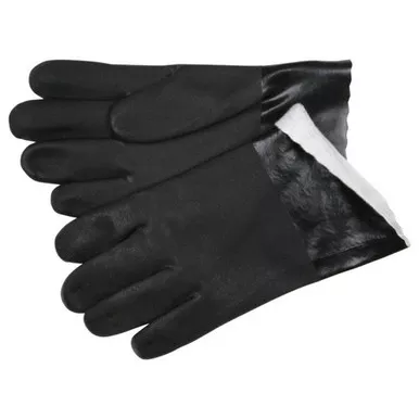 MCR Safety 6521SJ 10" Double Dipped Sandy Black PVC Coated, Soft Jersey Lined Work Gloves