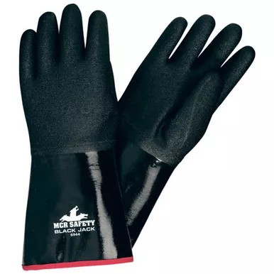 MCR Safety 6944 Black Jack 14" Multi-Dipped Etched Rough Black Neoprene Coated, Foam Lined Work Gloves