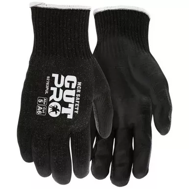 MCR Safety 92763PUS Cut Pro 13 Gauge HyperMax™ Black Shell, Polyurethane Coated Palm & Fingertips, Cut, Abrasion & Puncture Resistant Work Gloves