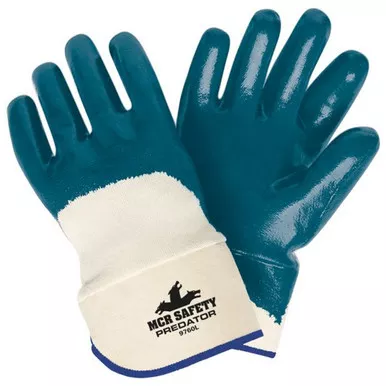 MCR Safety 9760 Predator Over the Knuckle Premium Nitrile Coated Palm, Jersey Lined, ActiFresh Treated Work Glove w/ Safety Cuff