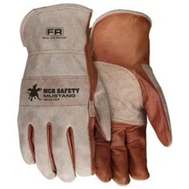 MCR Safety MU3213DP Mustang Select Grain Cowskin Leather, Double Split Leather Palm, Kevlar Sewn Drivers Utility Gloves w/ Keystone Thumb