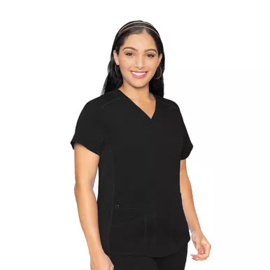 MED COUTURE Women's V-Neck Shirttail Top