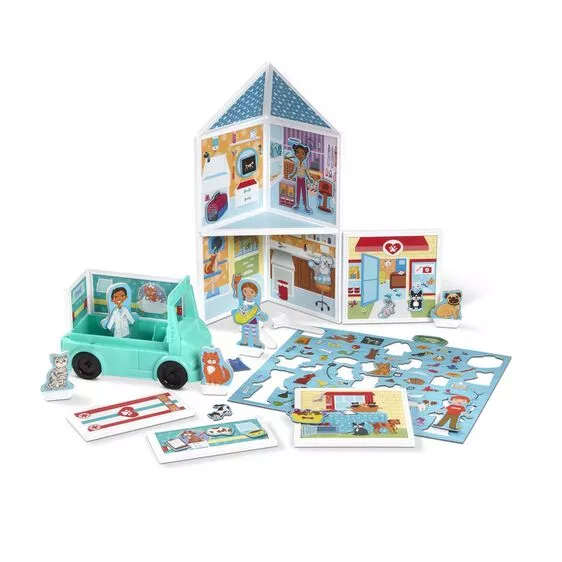 Melissa & Doug Magnetivity Magnetic Building Play Set – Draw & Build House