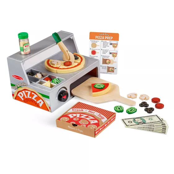 Melissa & Doug Top & Bake Pizza Counter – Wooden Play Food