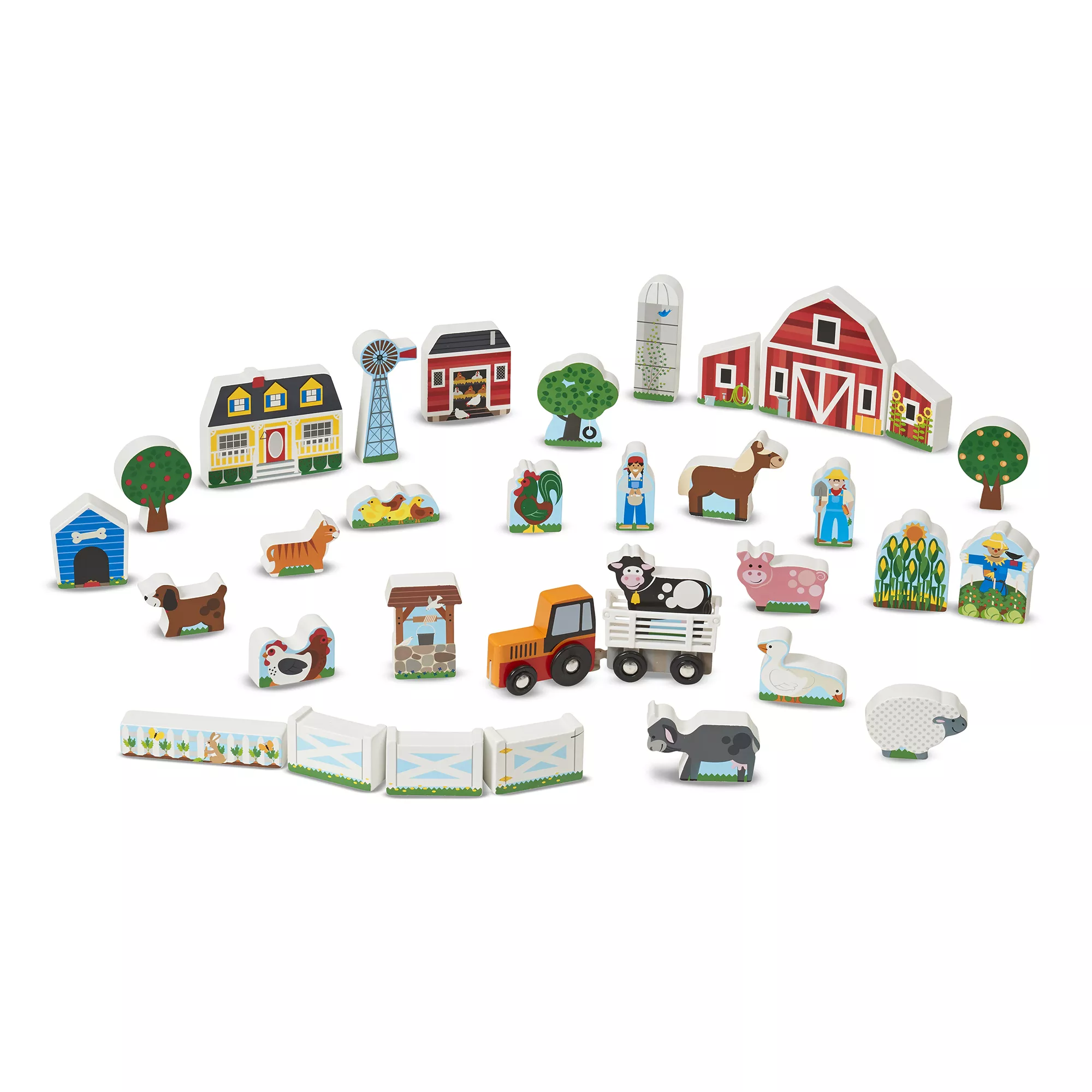 Melissa & Doug Wooden Farm & Tractor Play Set #4800