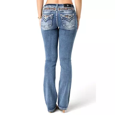 MISS ME Women's Mid-Rise Autumn Rhapsody Medium Blue Bootcut Jeans (M9315BV)