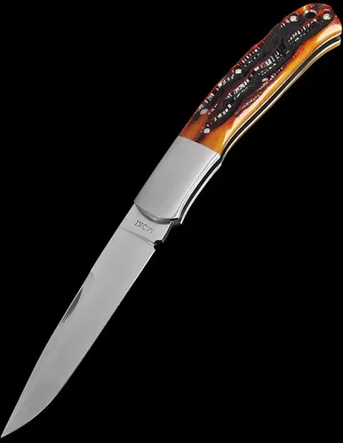 Moki Amber Bone Stag Folding Knife