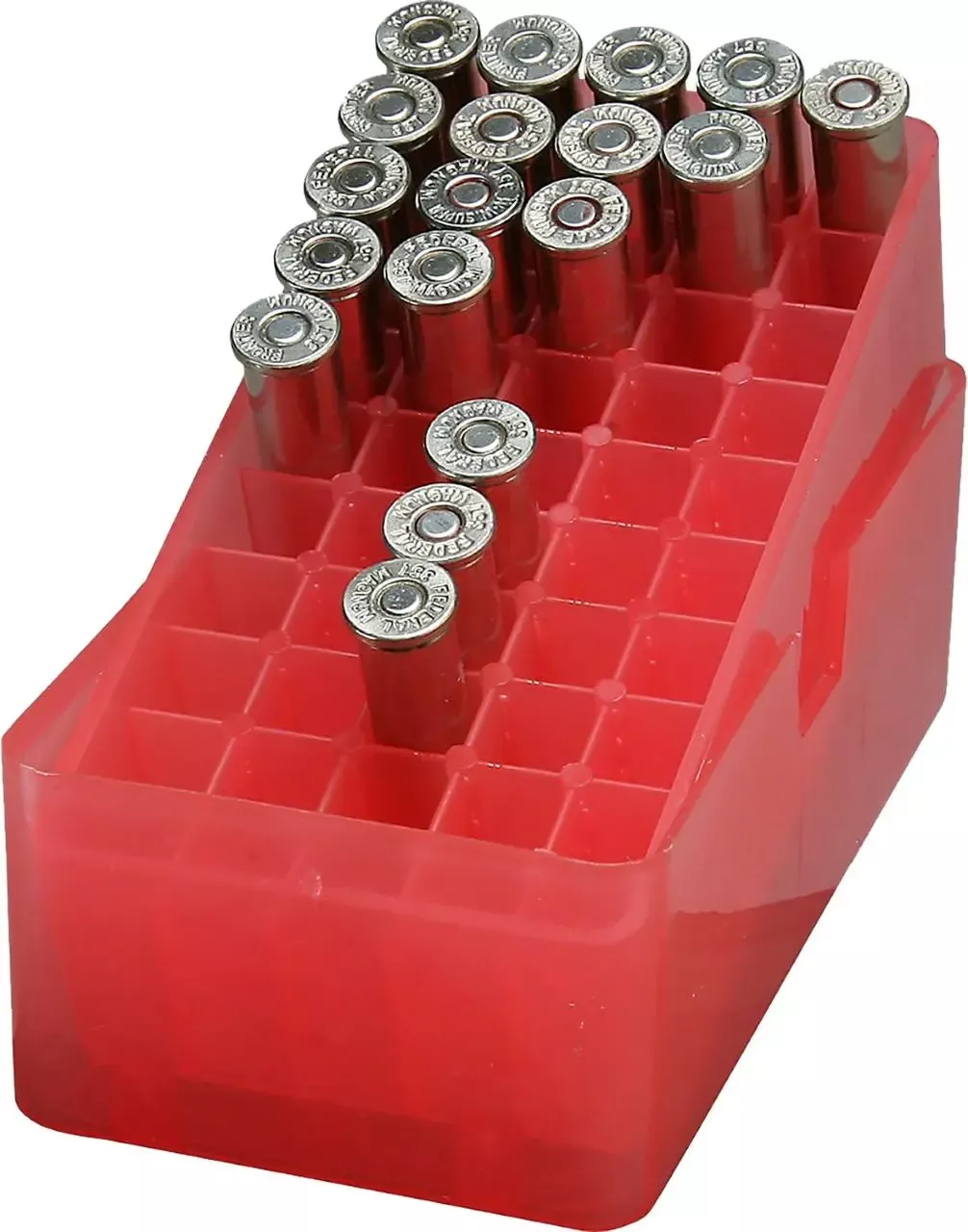 MTM Case-Gard E-50 Slip-Top Ammo Box 50rd .38 Special/.357 Magnum Clear Red Polypropylene
