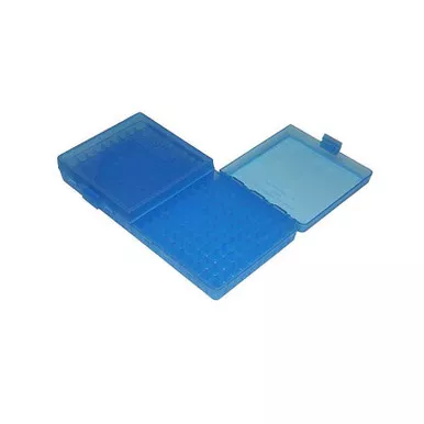 MTM Flip-Top Ammo Box 380 ACP, 9mm Luger 200-Round Plastic Clear Blue